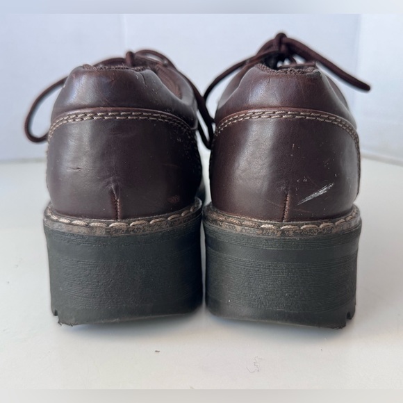 Vintage 90s Y2K Lower East Side Brown Chunky Platform Lace Up Oxford Shoes 7.5 - Picture 7 of 11